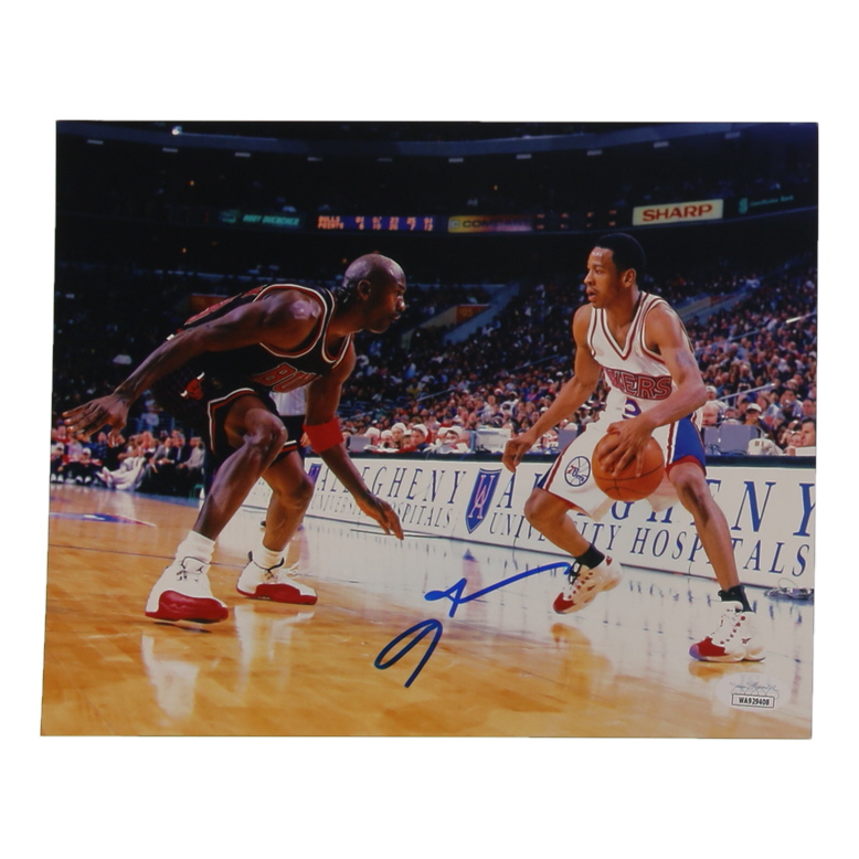 Allen Iverson Signed 76ers 8x10 Photo (JSA) at PristineAuction.com Allen Iverson Signed 76ers 8x10 Photo (JSA) at PristineAuction.com