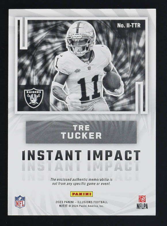 Tre Tucker 2023 Panini Illusions Instant Impact Memorabilia #II-TTR RC at PristineAuction.com Tre Tucker 2023 Panini Illusions Instant Impact Memorabilia #II-TTR RC at PristineAuction.com