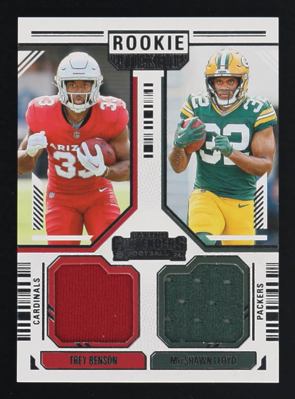 Trey Benson / MarShawn Lloyd 2024 Panini Contenders Rookie Ticket Memorabilia #DS-7 RC at PristineAuction.com Trey Benson / MarShawn Lloyd 2024 Panini Contenders Rookie Ticket Memorabilia #DS-7 RC at PristineAuction.com