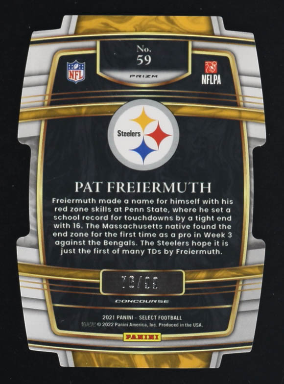 Pat Freiermuth 2021 Panini Select Concourse Prizm Die-Cut #59 RC #76/99 at PristineAuction.com Pat Freiermuth 2021 Panini Select Concourse Prizm Die-Cut #59 RC #76/99 at PristineAuction.com