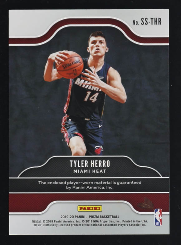 Tyler Herro 2019-20 Panini Sensational Signatures Prizm Player-Worn Memorabilia #SS-THR RC at PristineAuction.com Tyler Herro 2019-20 Panini Sensational Signatures Prizm Player-Worn Memorabilia #SS-THR RC at PristineAuction.com
