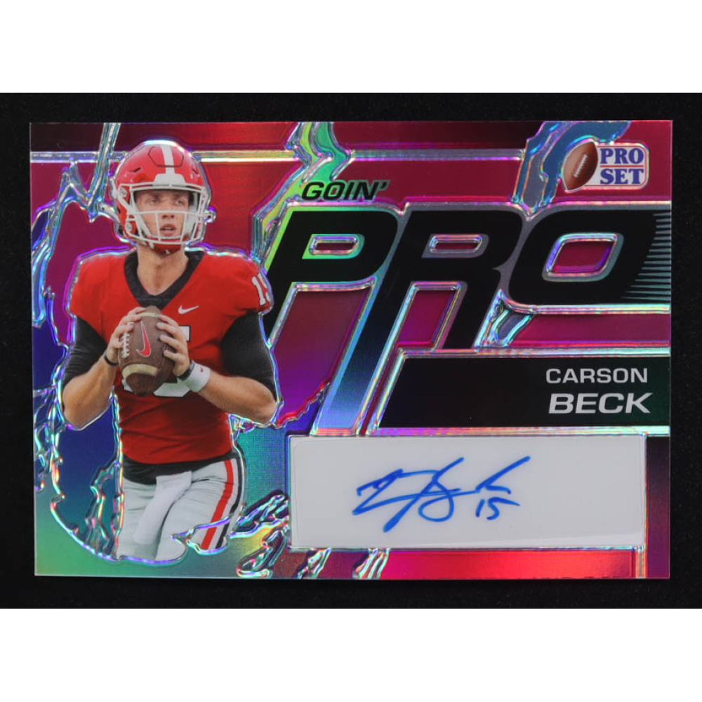 Carson Beck 2023 Leaf Pro Set Goin' Pro Magenta Autographs #GPCB1 #1/10 RC at PristineAuction.com