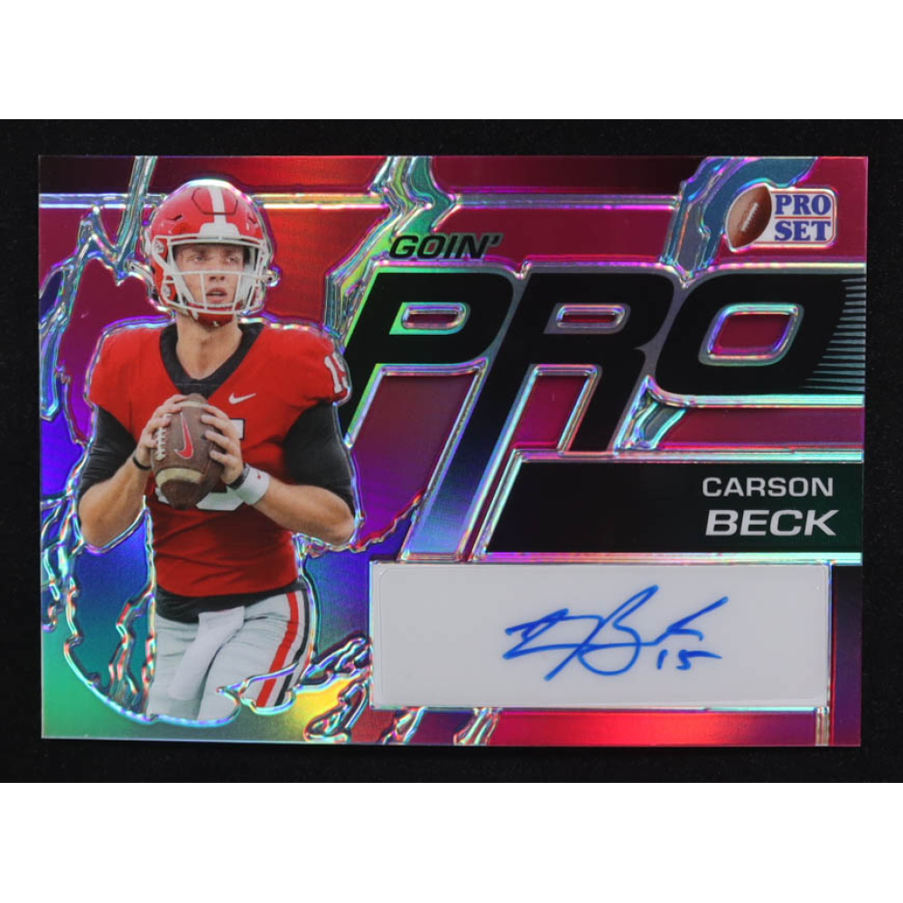 Carson Beck 2023 Leaf Pro Set Goin' Pro Magenta Autographs #GPCB1 #5/10 RC at PristineAuction.com