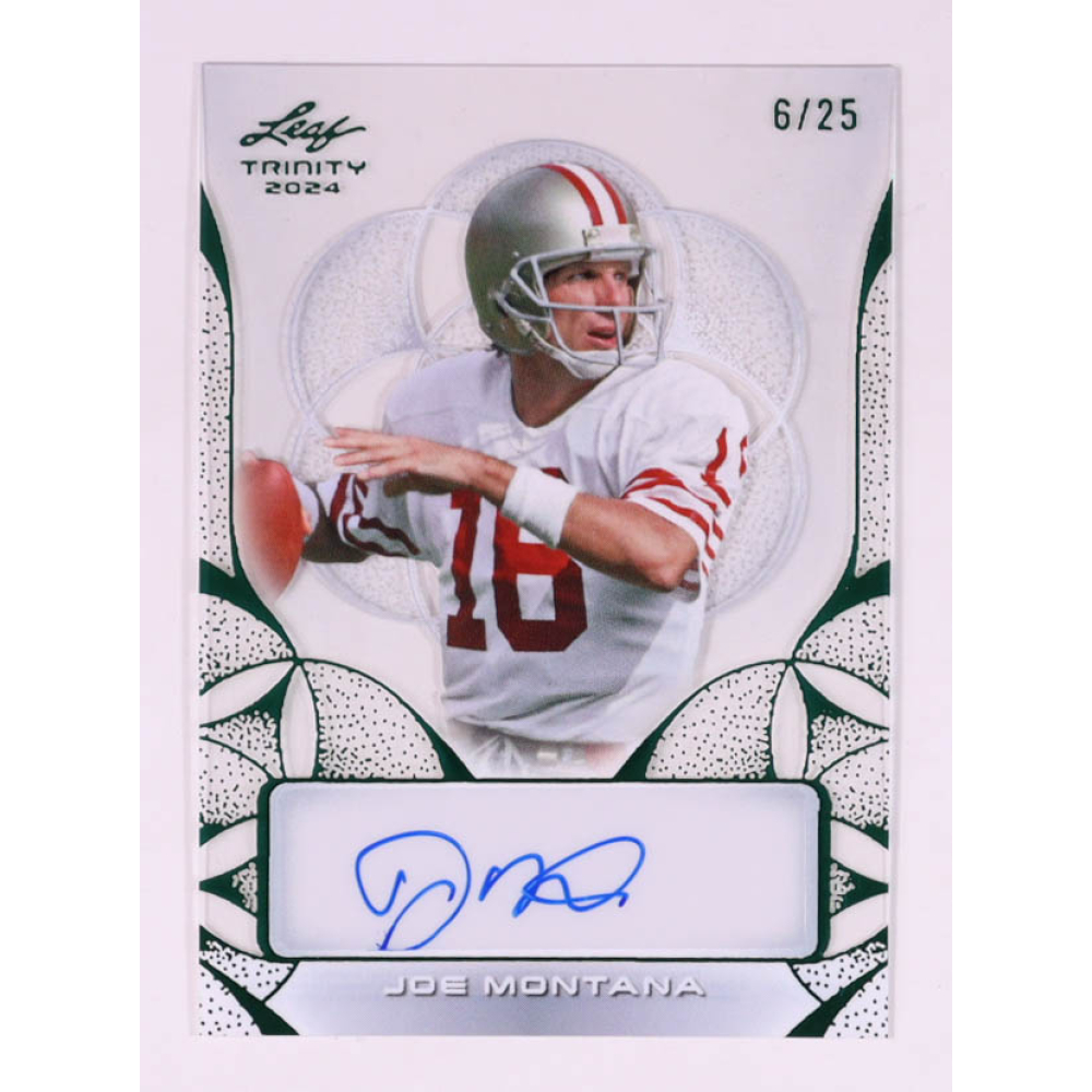 Joe Montana 2024 Leaf Trinity Signature Clear Green #CAJM2 #06/25 at PristineAuction.com