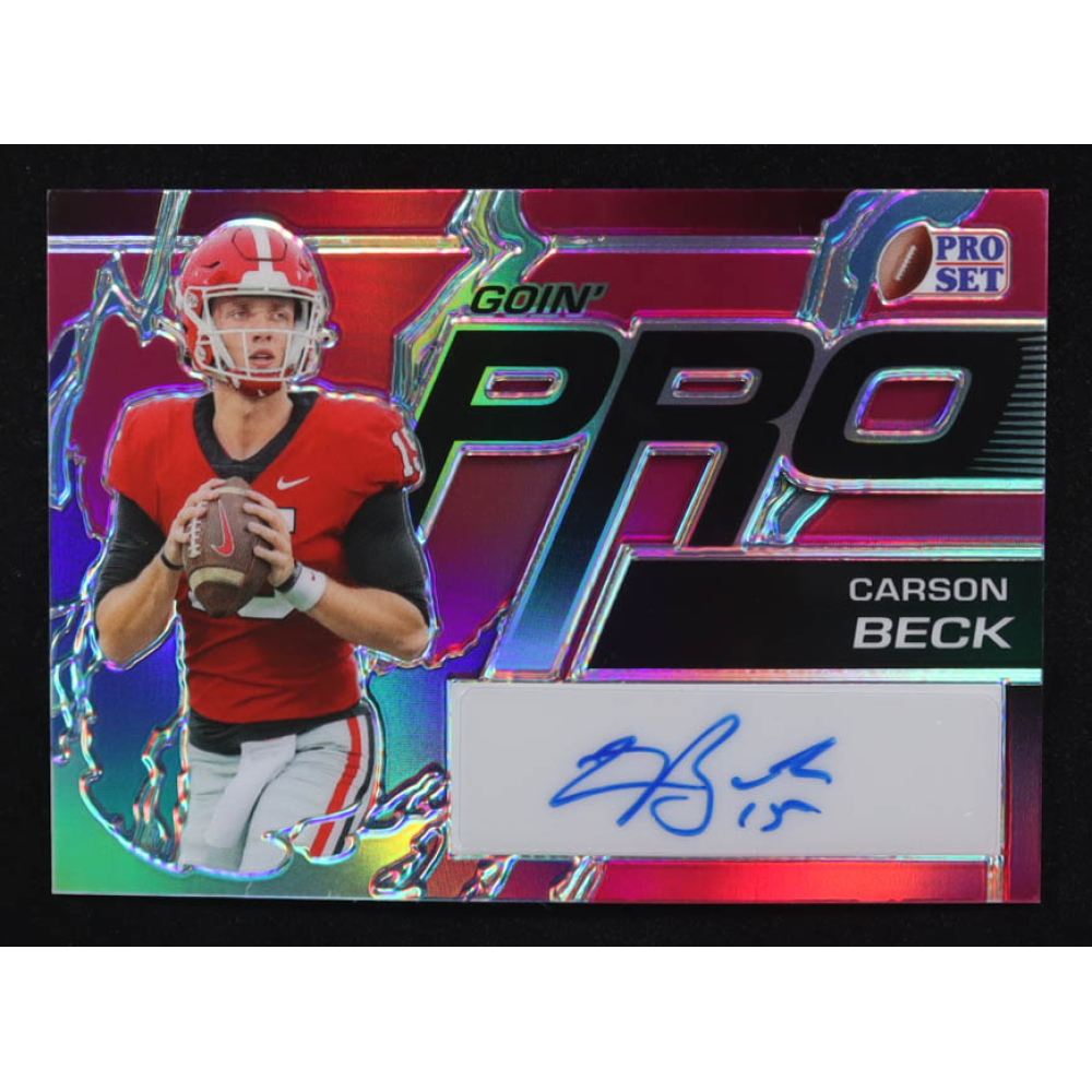 Carson Beck 2023 Leaf Pro Set Goin' Pro Magenta Autographs #GPCB1 #6/10 RC at PristineAuction.com