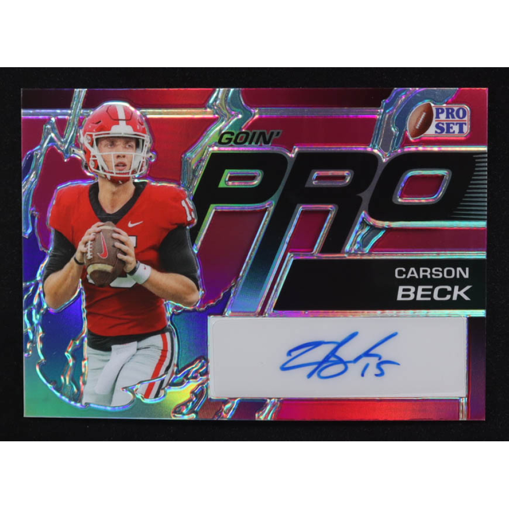 Carson Beck 2023 Leaf Pro Set Goin' Pro Magenta Autographs #GPCB1 #7/10 RC at PristineAuction.com