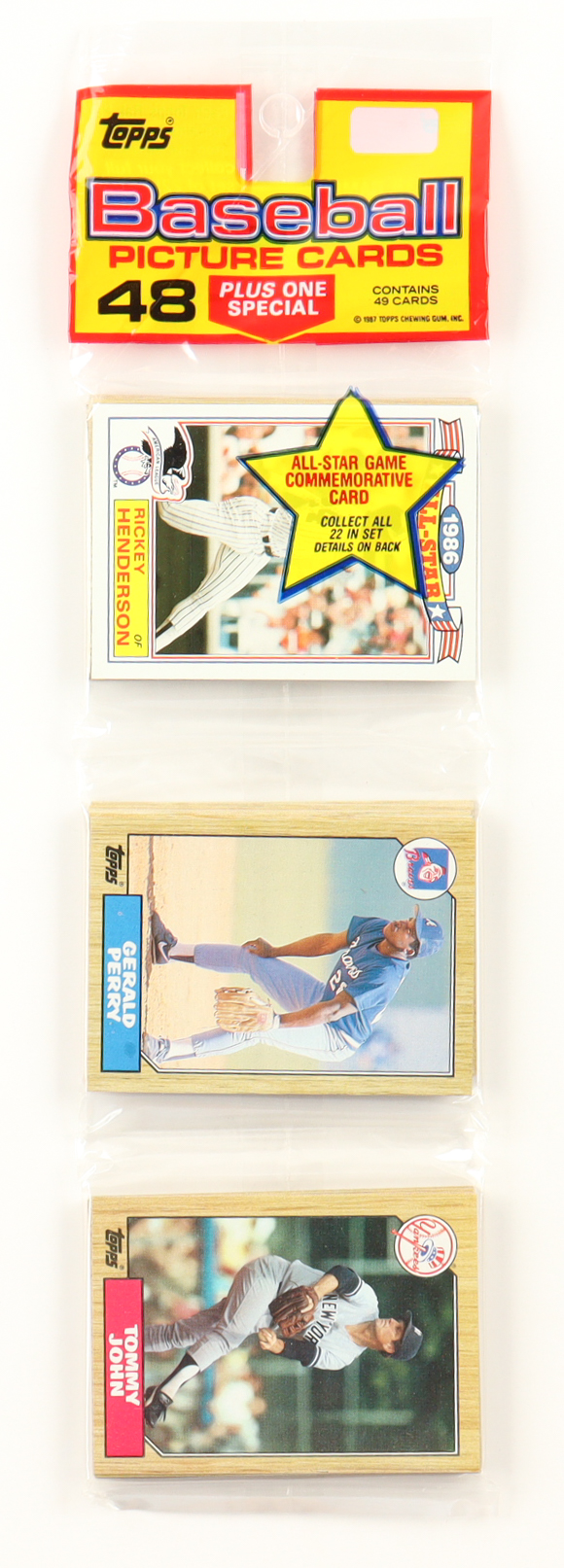 1987 Topps Baseball Rack Pack with (49) Cards at PristineAuction.com 1987 Topps Baseball Rack Pack with (49) Cards at PristineAuction.com