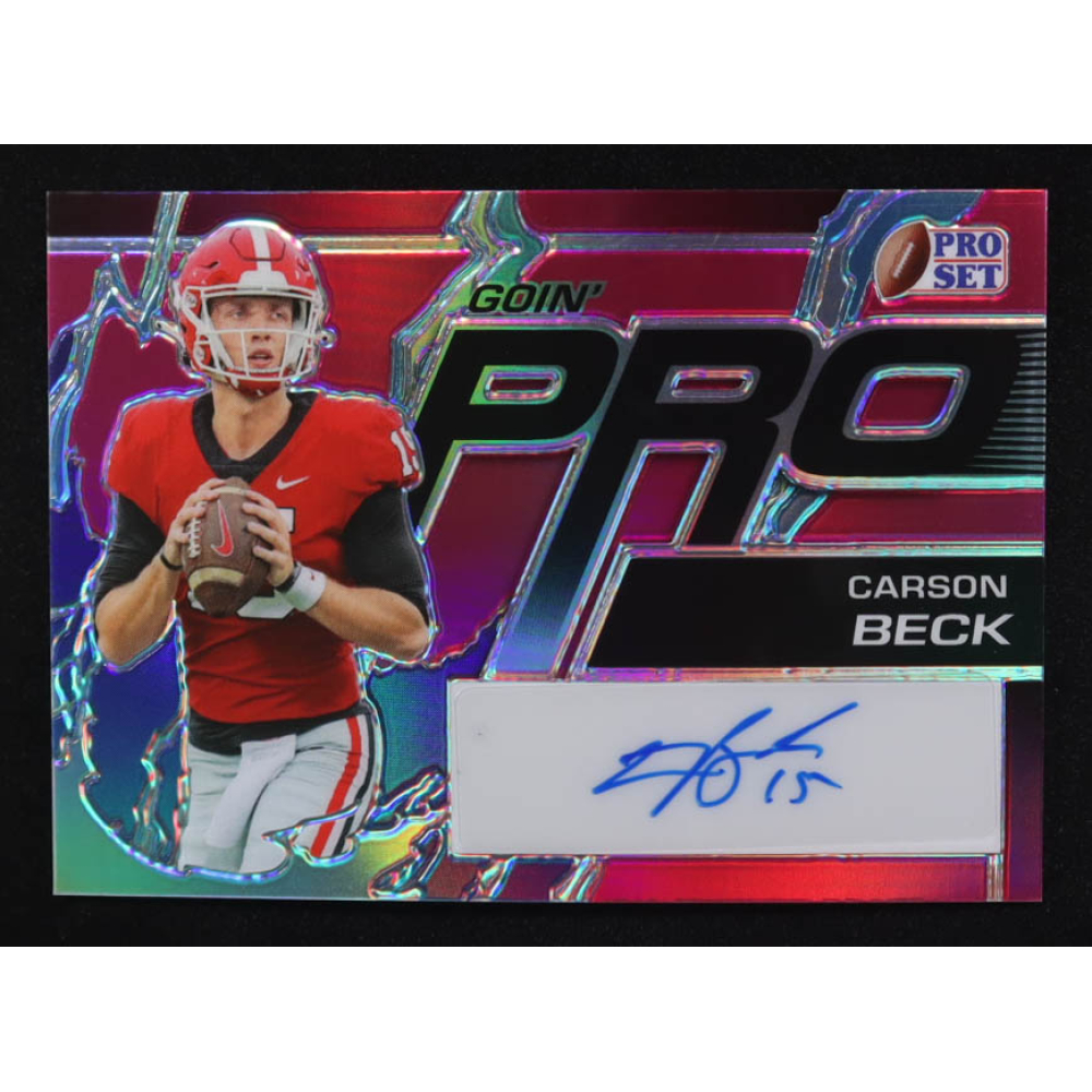 Carson Beck 2023 Leaf Pro Set Goin' Pro Magenta Autographs #GPCB1 #8/10 RC at PristineAuction.com