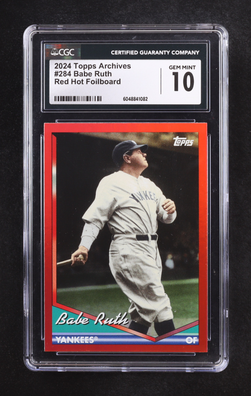 Babe Ruth 2024 Topps Archives Red Hot Foilboard #284 #45/50 (CGC 10) at PristineAuction.com Babe Ruth 2024 Topps Archives Red Hot Foilboard #284 #45/50 (CGC 10) at PristineAuction.com