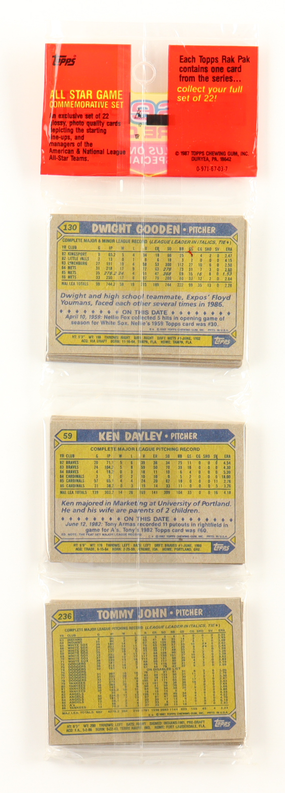 1987 Topps Baseball Rack Pack with (49) Cards at PristineAuction.com 1987 Topps Baseball Rack Pack with (49) Cards at PristineAuction.com