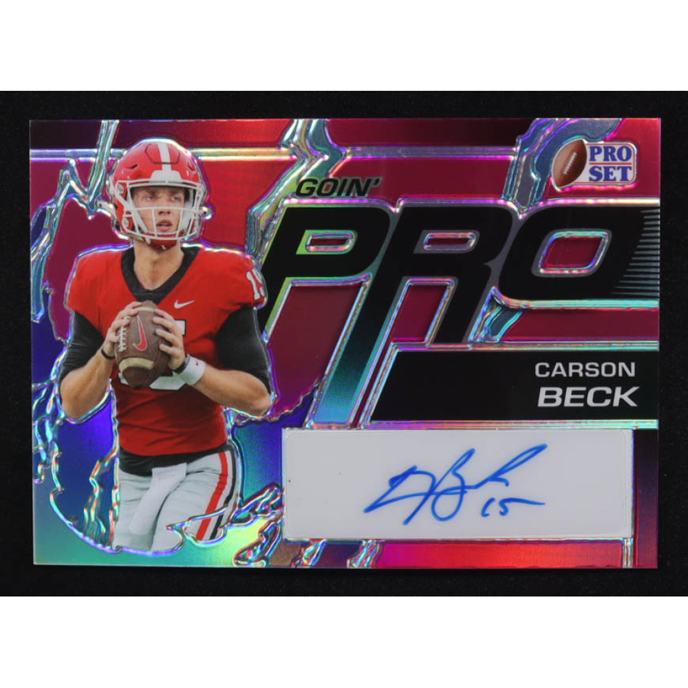 Carson Beck 2023 Leaf Pro Set Goin' Pro Magenta Autographs #GPCB1 #9/10 RC at PristineAuction.com