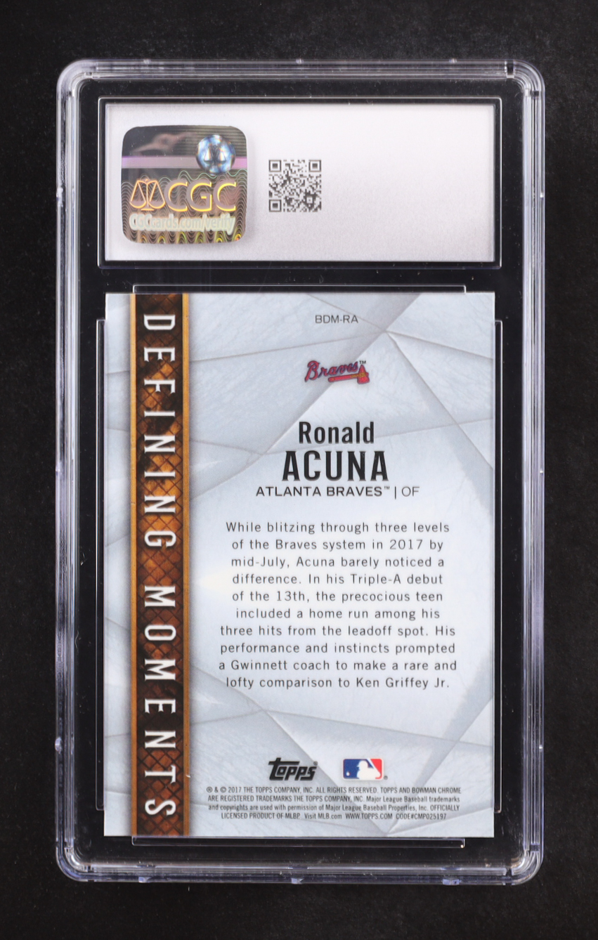 Ronald Acuna 2017 Bowman Chrome Draft Defining Moments #BDMRA RC (CGC 10) at PristineAuction.com Ronald Acuna 2017 Bowman Chrome Draft Defining Moments #BDMRA RC (CGC 10) at PristineAuction.com