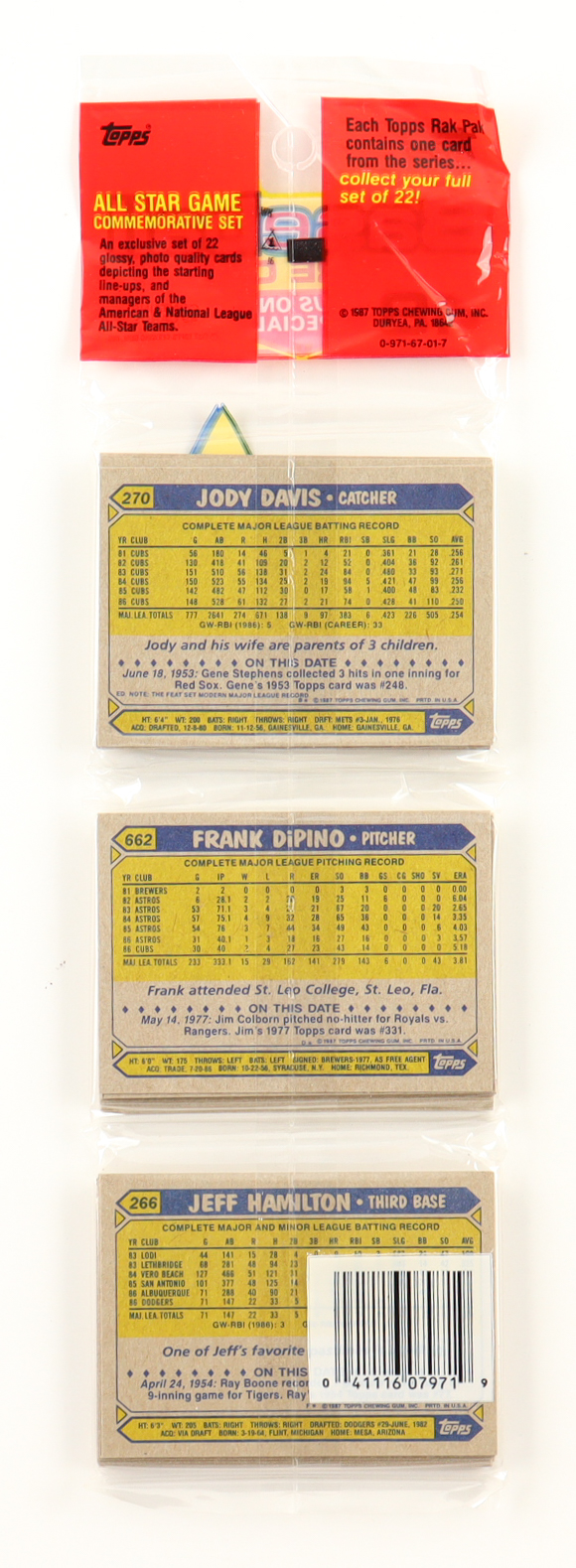 1987 Topps Baseball Rack Pack with (49) Cards at PristineAuction.com 1987 Topps Baseball Rack Pack with (49) Cards at PristineAuction.com
