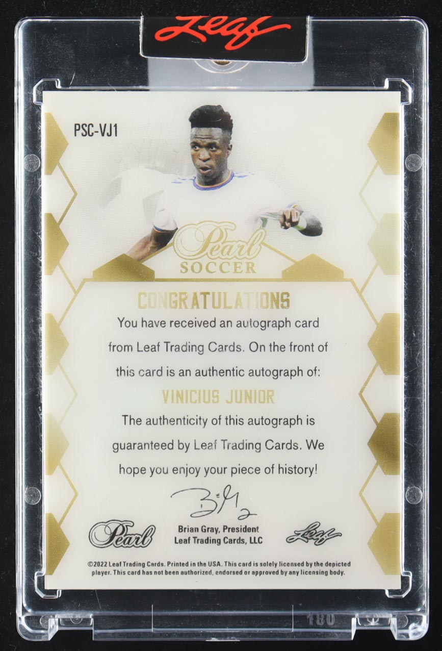 Vinicius Junior 2021-22 Leaf Pearl Soccer Autographs #PSCVJ1 #3/8 at PristineAuction.com Vinicius Junior 2021-22 Leaf Pearl Soccer Autographs #PSCVJ1 #3/8 at PristineAuction.com