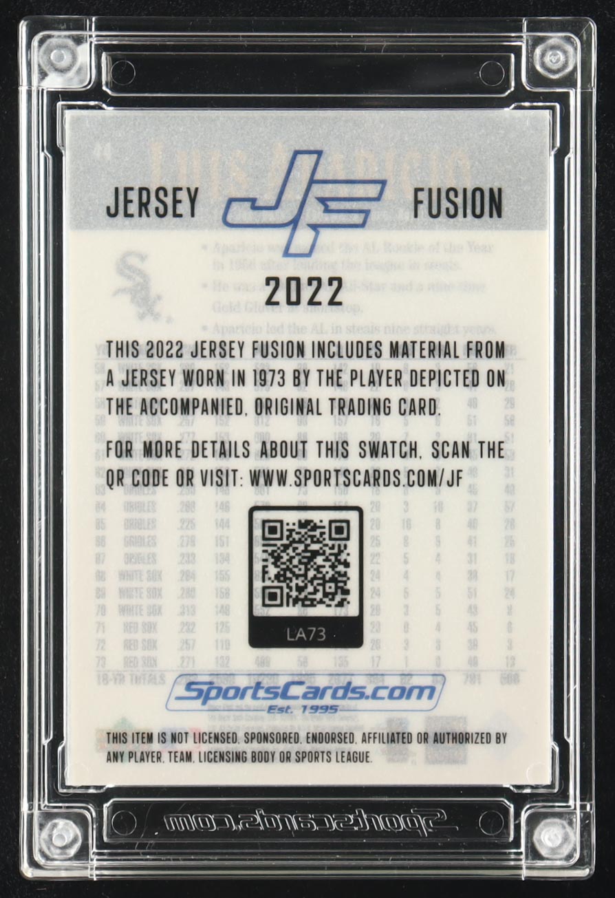 Luis Aparicio 2022 Jersey Fusion #LA73 Swatch at PristineAuction.com Luis Aparicio 2022 Jersey Fusion #LA73 Swatch at PristineAuction.com