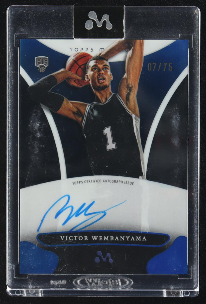 Victor Wembanyama 2023-24 Topps Mercury Victor Wembanyama Autographs Blue Refractors #WA8 #7/75 RC