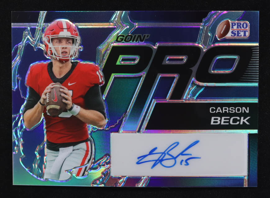 Carson Beck 2023 Leaf Pro Set Goin' Pro Blue Autographs #GPCB1 #5/20 RC at PristineAuction.com Carson Beck 2023 Leaf Pro Set Goin' Pro Blue Autographs #GPCB1 #5/20 RC at PristineAuction.com