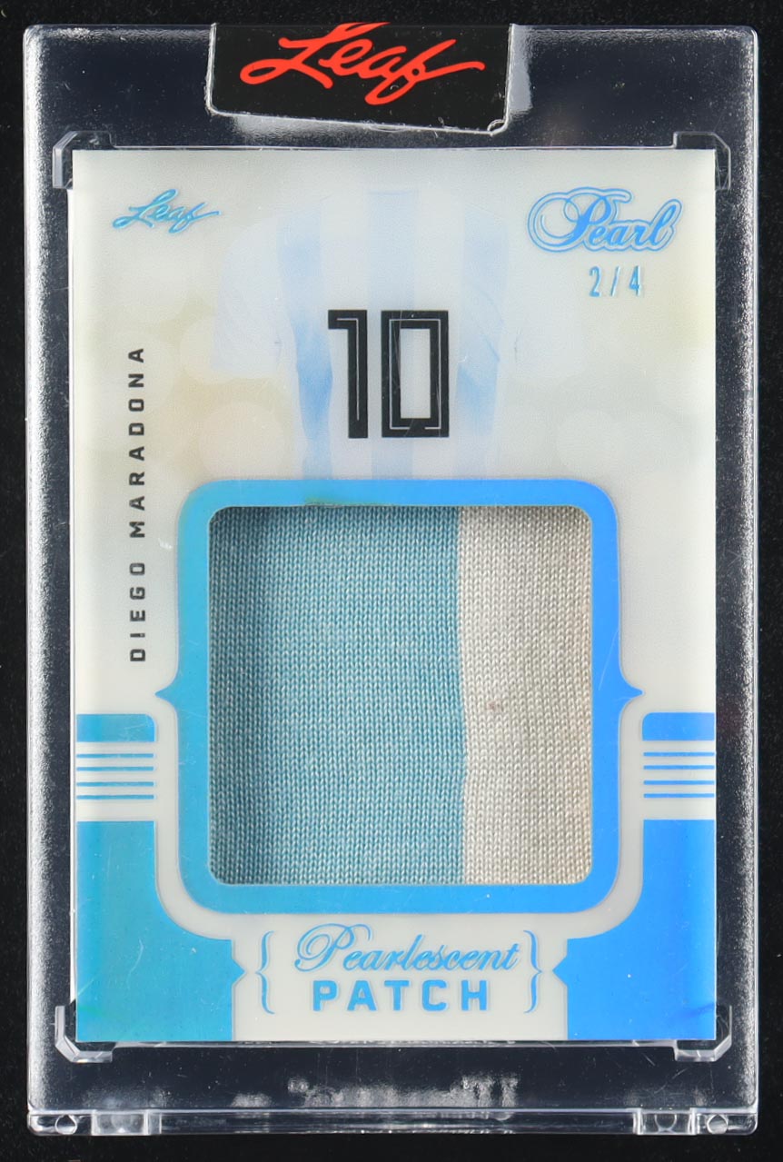 Diego Maradona 2021-22 Leaf Pearl Soccer Pearlescent Patch Blue Spectrum #PP5 #2/4 at PristineAuction.com Diego Maradona 2021-22 Leaf Pearl Soccer Pearlescent Patch Blue Spectrum #PP5 #2/4 at PristineAuction.com