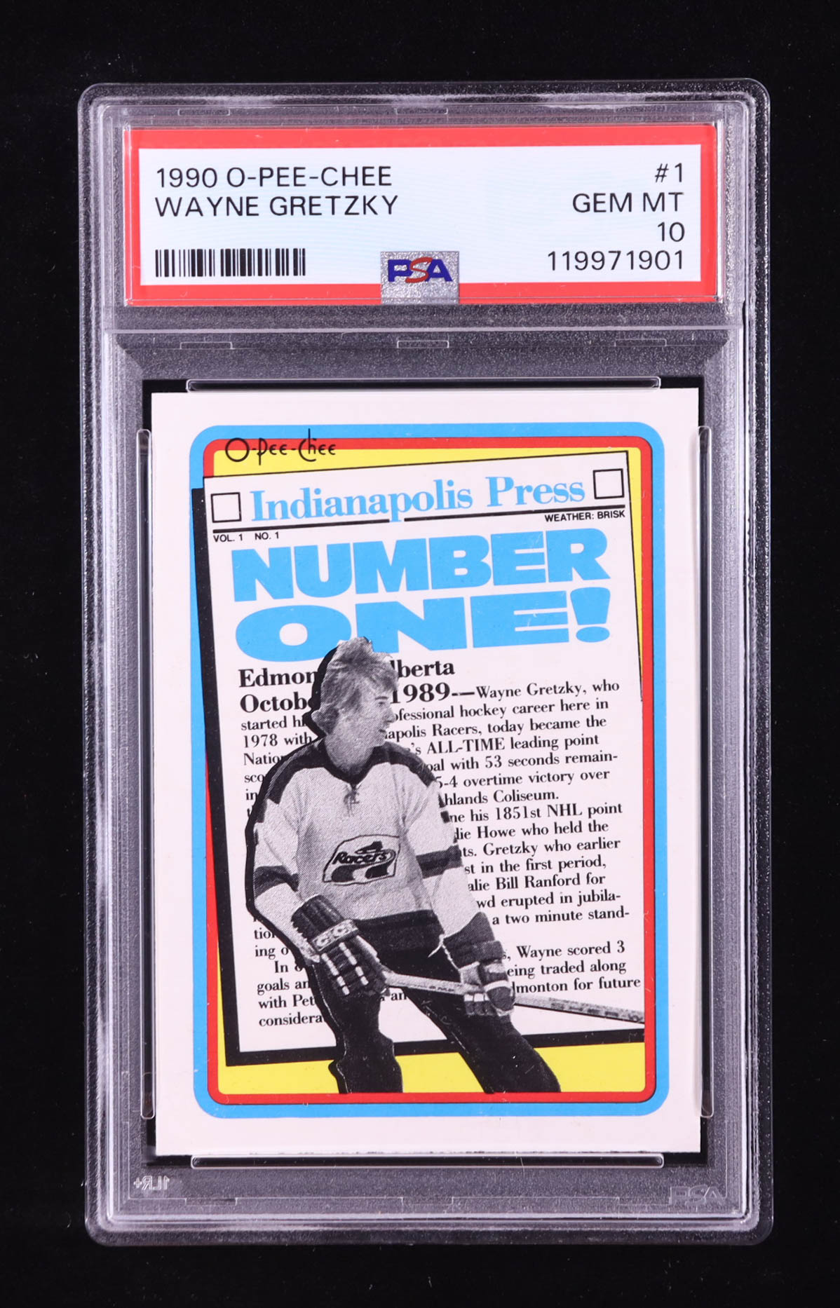 Wayne Gretzky 1990-91 O-Pee-Chee #1 / Indy (PSA 10) at PristineAuction.com Wayne Gretzky 1990-91 O-Pee-Chee #1 / Indy (PSA 10) at PristineAuction.com