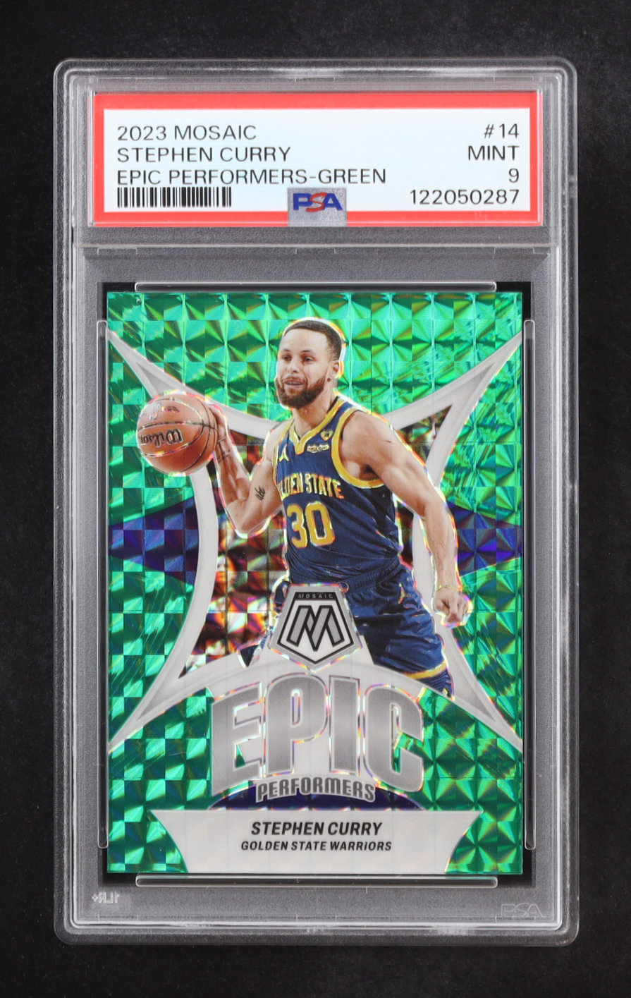 Stephen Curry 2023-24 Panini Mosaic Epic Performers Mosaic Green #14 (PSA 9) at PristineAuction.com Stephen Curry 2023-24 Panini Mosaic Epic Performers Mosaic Green #14 (PSA 9) at PristineAuction.com