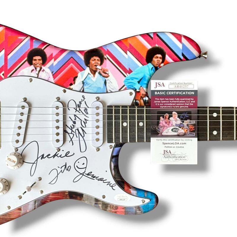 "Jackson 5" Custom Stratocaster Guitar Band-Signed by Jackie Jackson, Marlon Jackson, Jackie Jackson & Tito Jackson (JSA) at PristineAuction.com "Jackson 5" Custom Stratocaster Guitar Band-Signed by Jackie Jackson, Marlon Jackson, Jackie Jackson & Tito Jackson (JSA) at PristineAuction.com