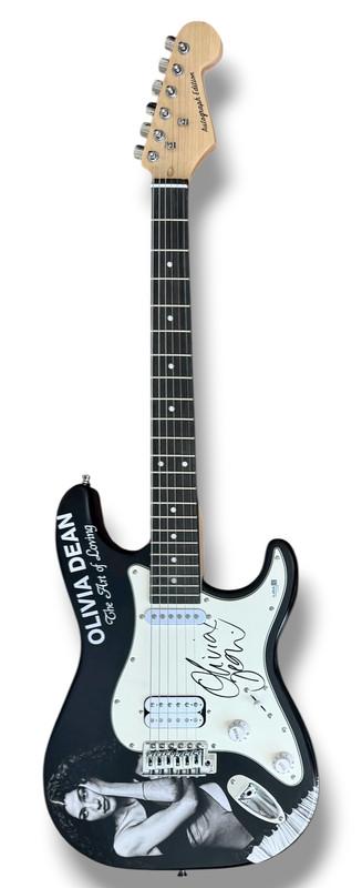 Olivia Dean Signed "The Art of Loving You" Custom Stratocaster Guitar (JSA) at PristineAuction.com Olivia Dean Signed "The Art of Loving You" Custom Stratocaster Guitar (JSA) at PristineAuction.com