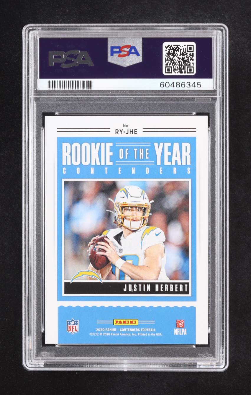 Justin Herbert 2020 Panini Contenders Rookie of the Year Contenders #14 RC (PSA 10) at PristineAuction.com Justin Herbert 2020 Panini Contenders Rookie of the Year Contenders #14 RC (PSA 10) at PristineAuction.com