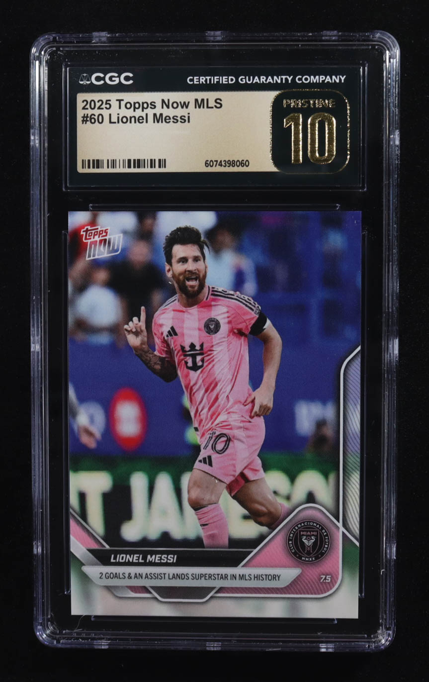 Lionel Messi 2025 Topps Now MLS #60 (CGC 10 | Pristine Black Label) at PristineAuction.com Lionel Messi 2025 Topps Now MLS #60 (CGC 10 | Pristine Black Label) at PristineAuction.com