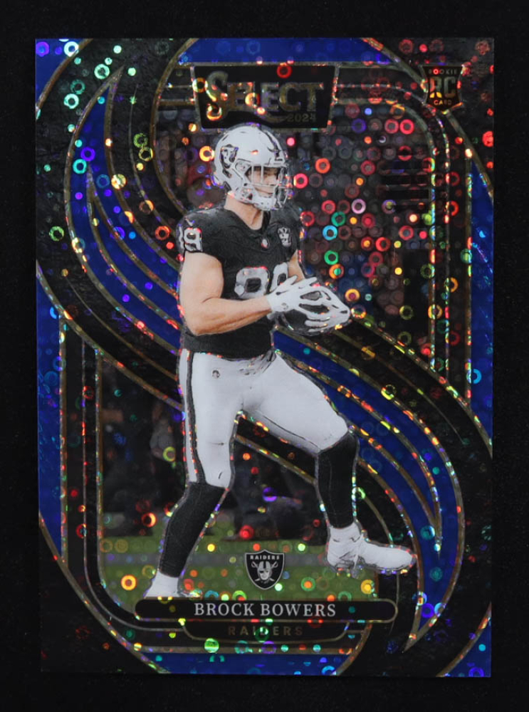 Brock Bowers 2024 Select Prizm Blue Disco #118 RC #16/25