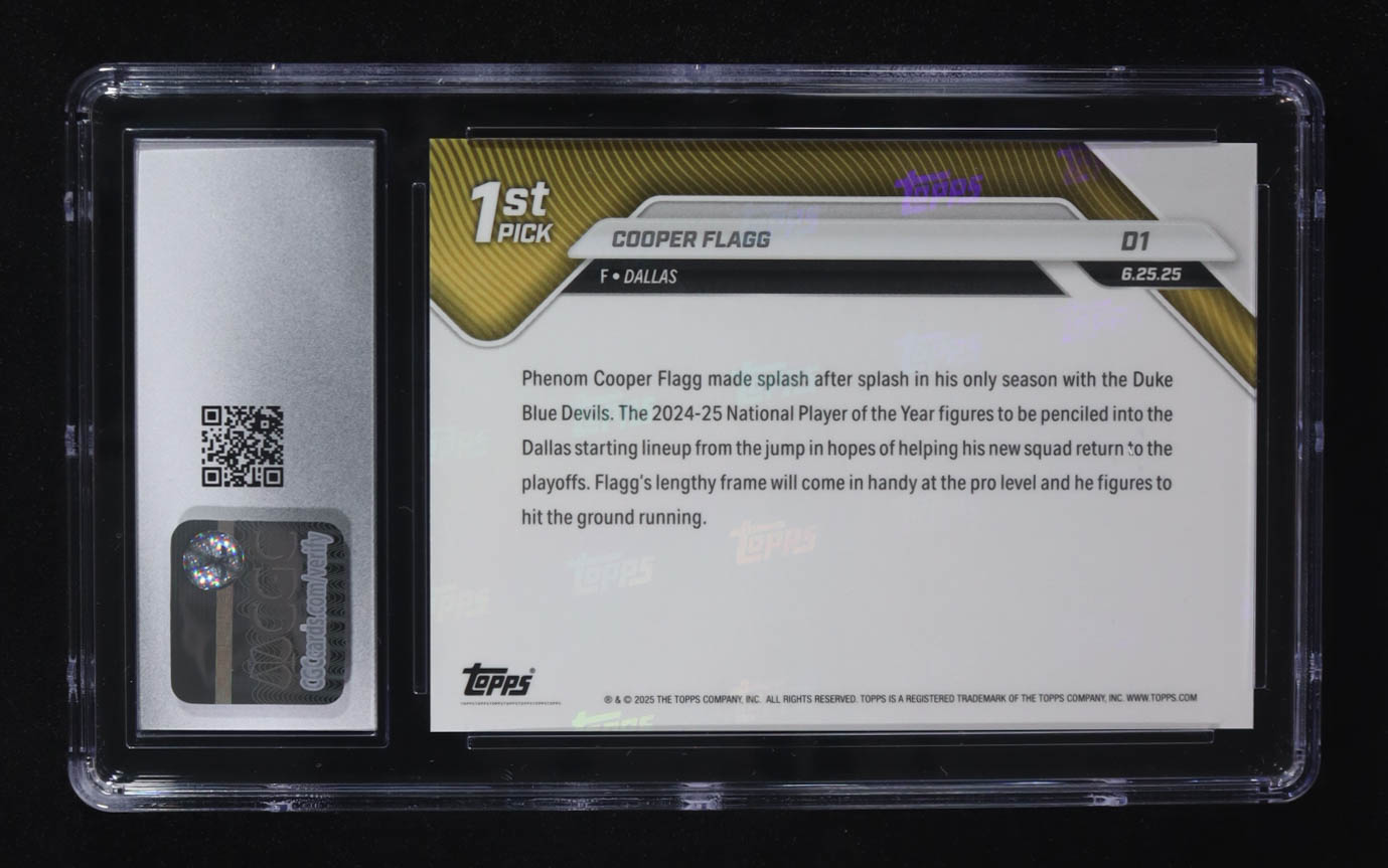 Cooper Flagg 2025-26 Topps Now #D1 RC (CGC 10) at PristineAuction.com Cooper Flagg 2025-26 Topps Now #D1 RC (CGC 10) at PristineAuction.com