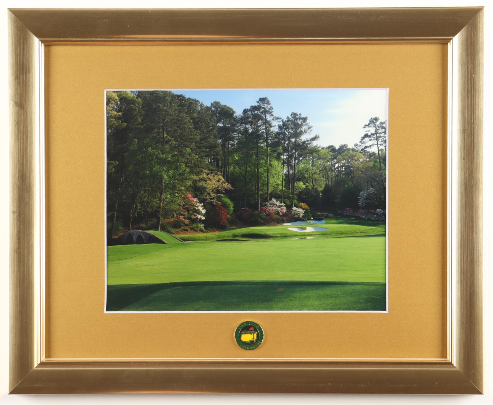 "The Masters Augusta National Golf Course" Custom Framed Photo Display with Masters Pin at PristineAuction.com "The Masters Augusta National Golf Course" Custom Framed Photo Display with Masters Pin at PristineAuction.com