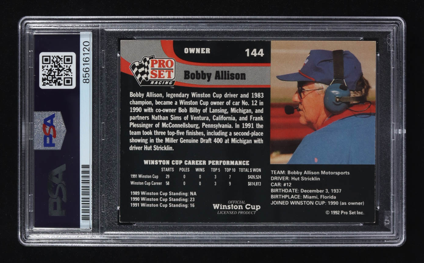 Bobby Allison Signed 1992 Pro Set Racing #144 (PSA) at PristineAuction.com Bobby Allison Signed 1992 Pro Set Racing #144 (PSA) at PristineAuction.com