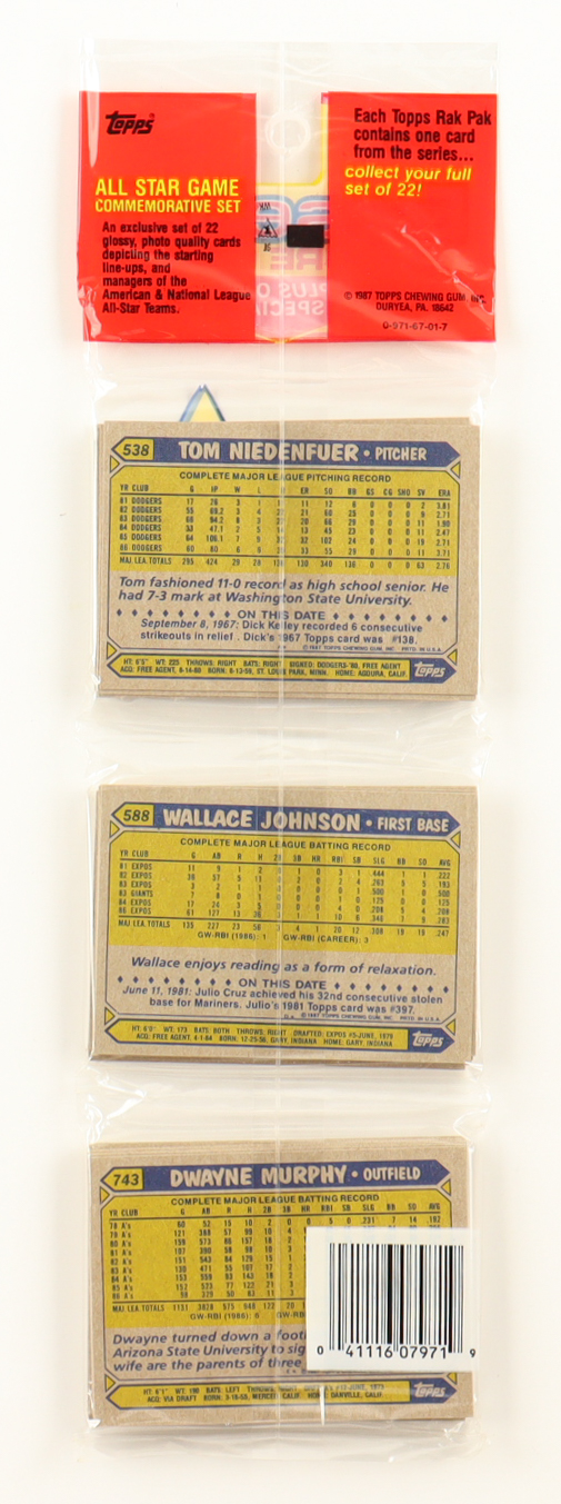 1987 Topps Baseball Rack Pack with (49) Cards at PristineAuction.com 1987 Topps Baseball Rack Pack with (49) Cards at PristineAuction.com