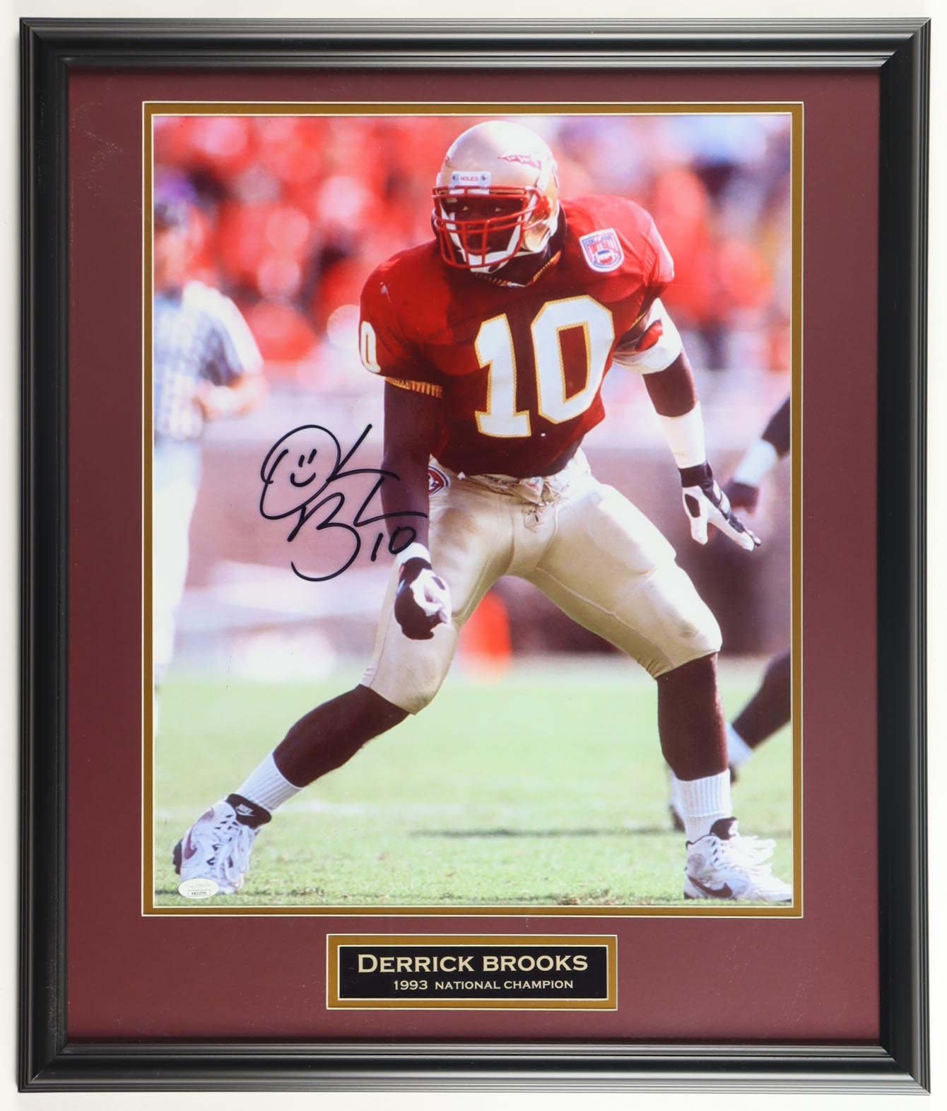 Derrick Brooks Signed Florida State Seminoles Custom Framed Photo Display (JSA) at PristineAuction.com Derrick Brooks Signed Florida State Seminoles Custom Framed Photo Display (JSA) at PristineAuction.com