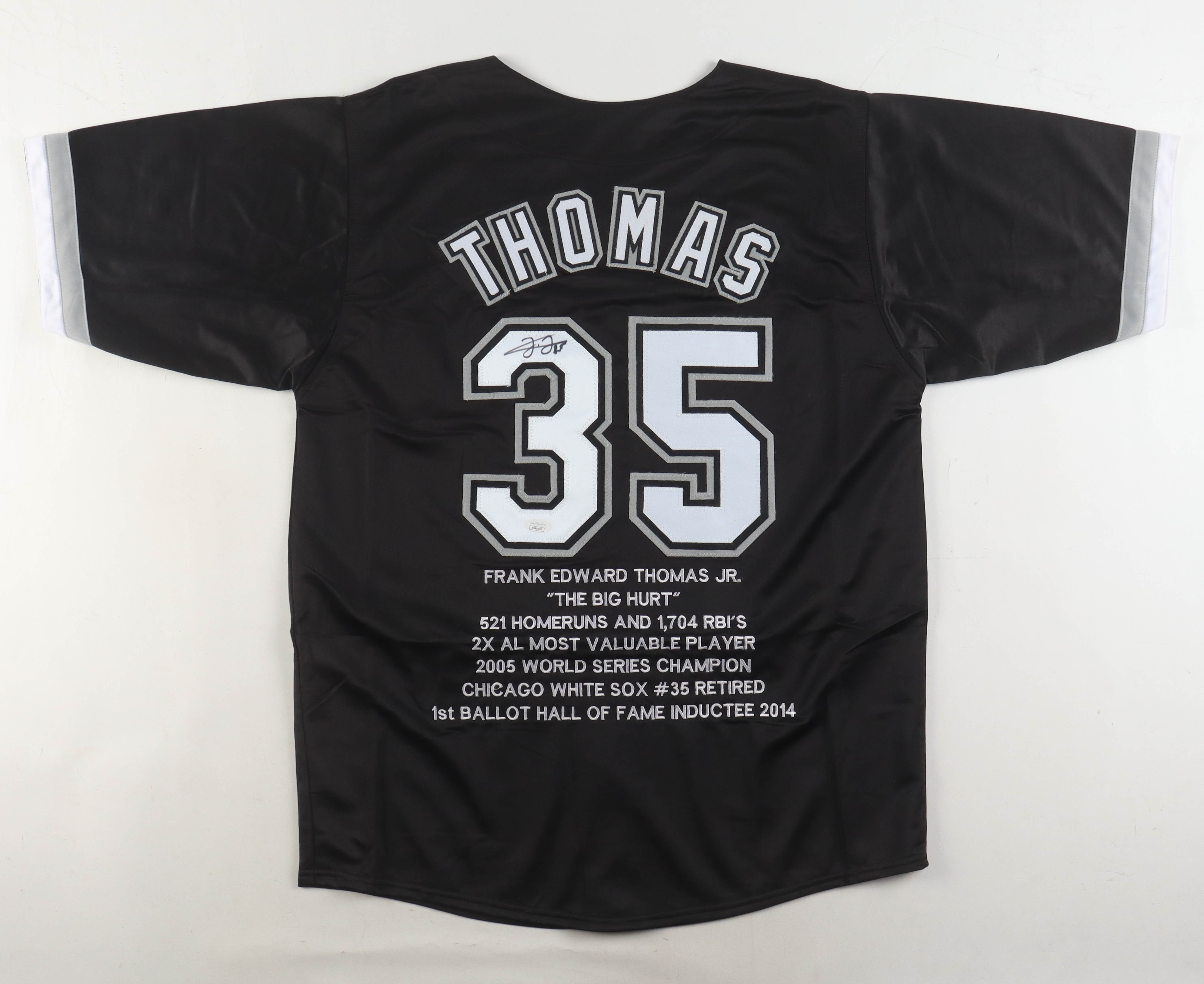 Frank Thomas Signed Career Stat Highlight Jersey (JSA) at PristineAuction.com Frank Thomas Signed Career Stat Highlight Jersey (JSA) at PristineAuction.com