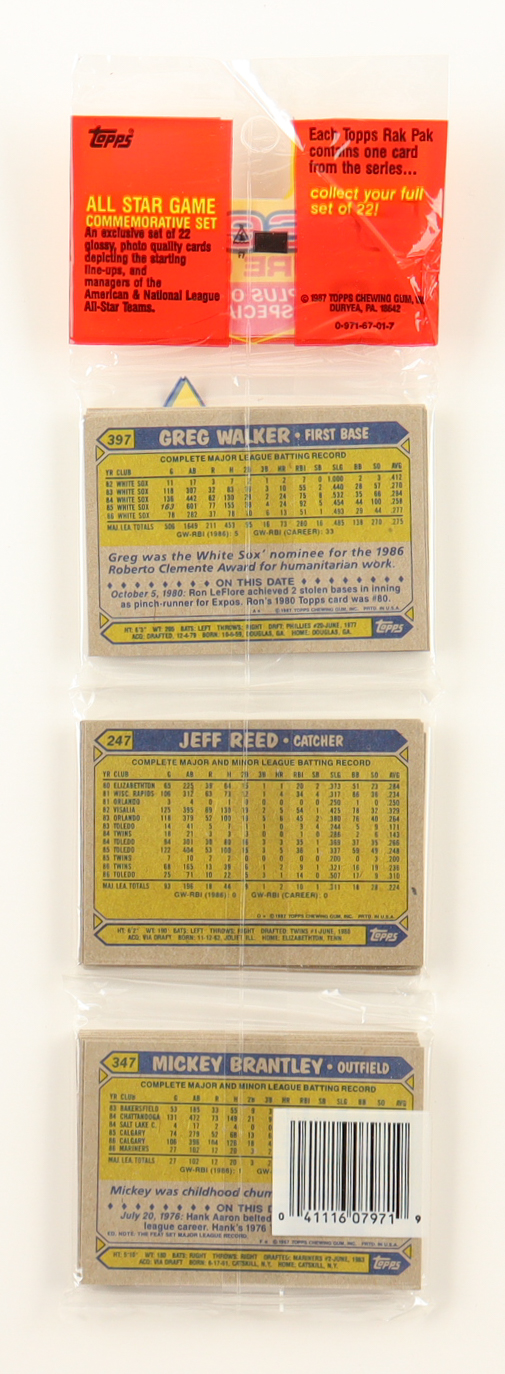 1987 Topps Baseball Rack Pack with (49) Cards at PristineAuction.com 1987 Topps Baseball Rack Pack with (49) Cards at PristineAuction.com
