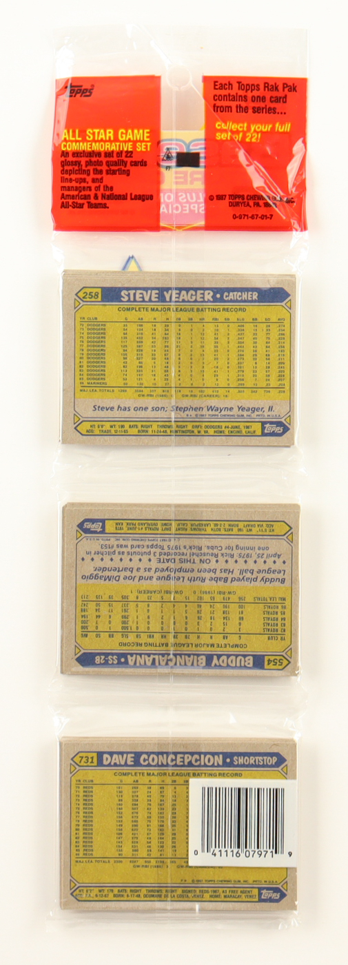 1987 Topps Baseball Rack Pack with (49) Cards at PristineAuction.com 1987 Topps Baseball Rack Pack with (49) Cards at PristineAuction.com