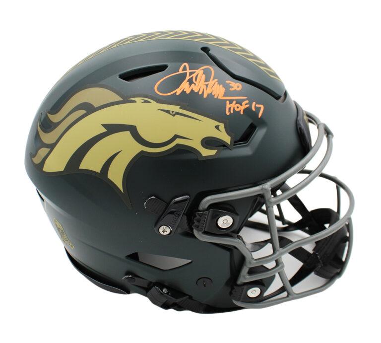 Terrell Davis Signed Broncos Full-Size Authentic On-Field Salute to Service Alternate Speedflex Helmet Inscribed "HOF 17" (Radtke) at PristineAuction.com Terrell Davis Signed Broncos Full-Size Authentic On-Field Salute to Service Alternate Speedflex Helmet Inscribed "HOF 17" (Radtke) at PristineAuction.com
