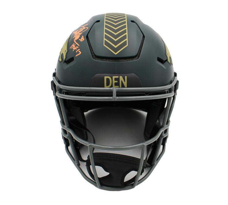 Terrell Davis Signed Broncos Full-Size Authentic On-Field Salute to Service Alternate Speedflex Helmet Inscribed "HOF 17" (Radtke) at PristineAuction.com Terrell Davis Signed Broncos Full-Size Authentic On-Field Salute to Service Alternate Speedflex Helmet Inscribed "HOF 17" (Radtke) at PristineAuction.com