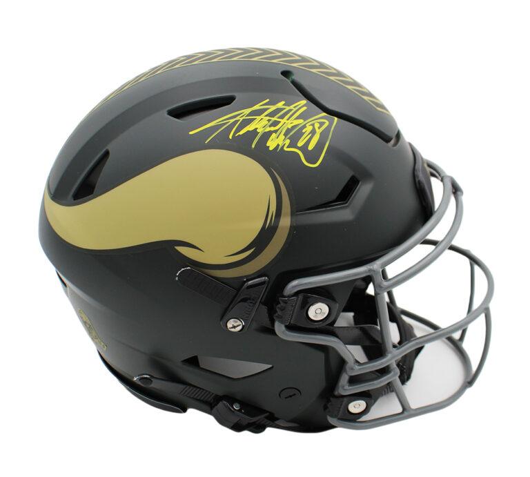 Adrian Peterson Signed Vikings Full-Size Authentic On-Field Salute to Service Alternate Speedflex Helmet (Radtke) at PristineAuction.com Adrian Peterson Signed Vikings Full-Size Authentic On-Field Salute to Service Alternate Speedflex Helmet (Radtke) at PristineAuction.com