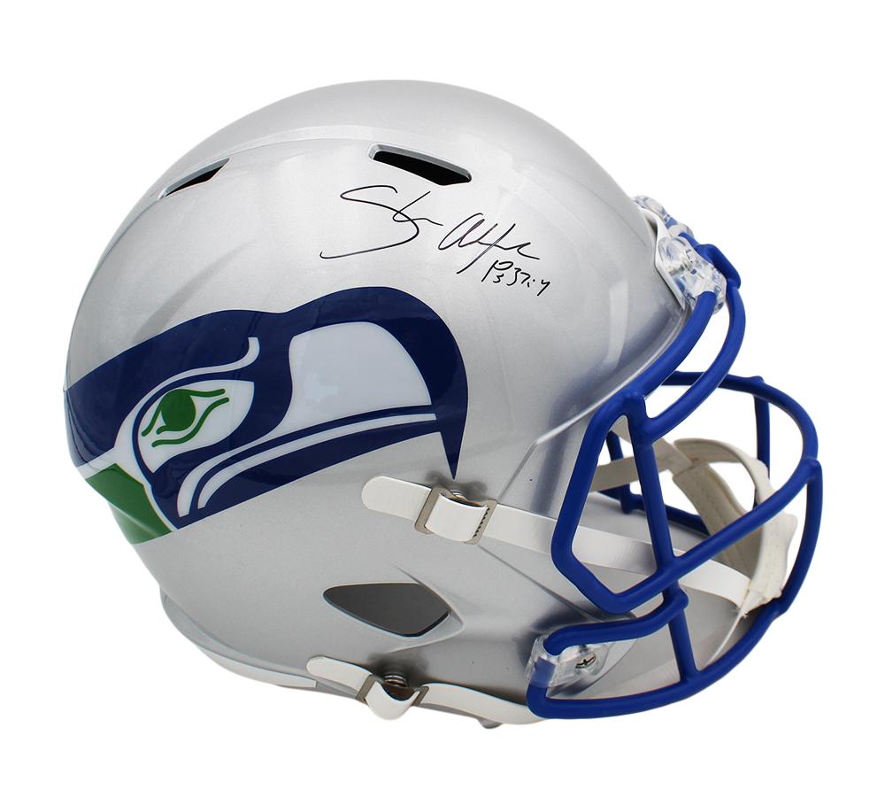 Shaun Alexander Signed Seahawks Full-Size Throwback Alternate Speed Helmet (Radtke) at PristineAuction.com Shaun Alexander Signed Seahawks Full-Size Throwback Alternate Speed Helmet (Radtke) at PristineAuction.com