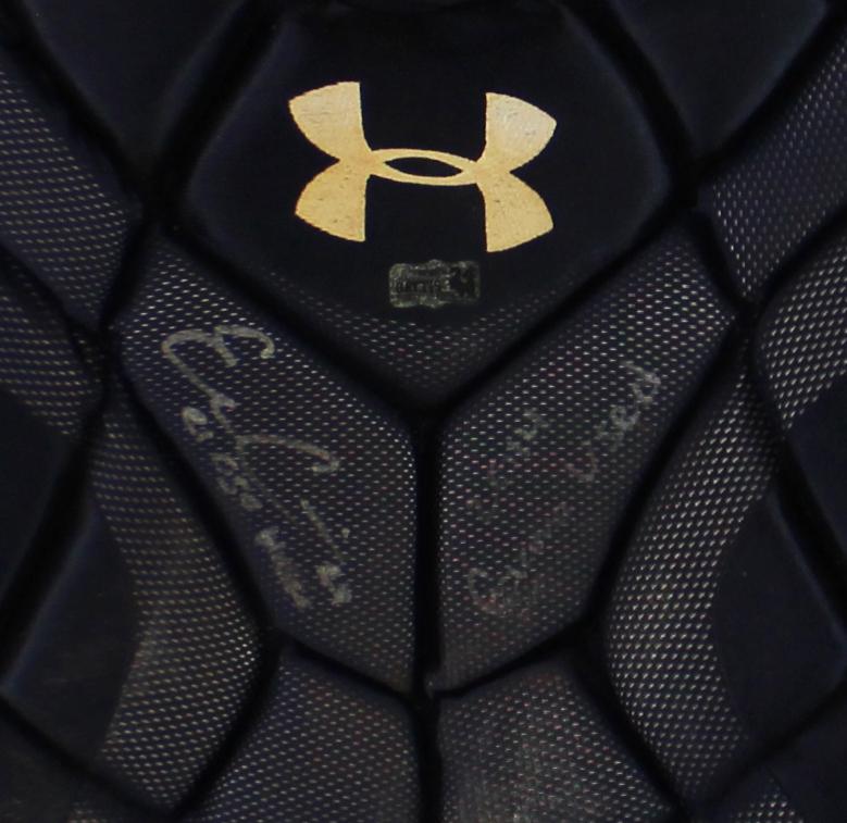 Evan Gattis Signed Braves Game-Used Under Armour Catchers Gear Inscribed "El Oso Blanco" & "2014 Game Used" (Radtke) at PristineAuction.com Evan Gattis Signed Braves Game-Used Under Armour Catchers Gear Inscribed "El Oso Blanco" & "2014 Game Used" (Radtke) at PristineAuction.com