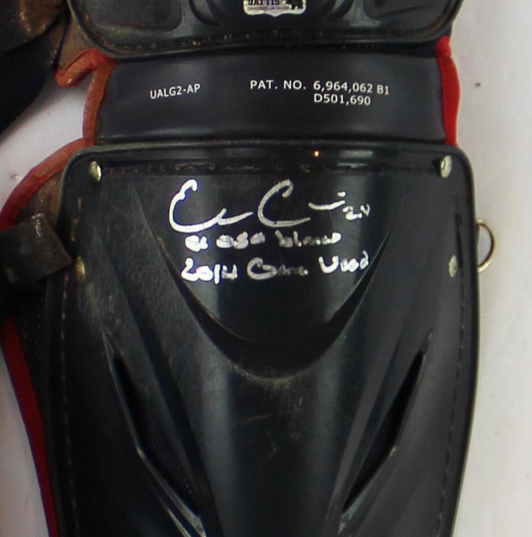 Evan Gattis Signed Braves Game-Used Under Armour Catchers Gear Inscribed "El Oso Blanco" & "2014 Game Used" (Radtke) at PristineAuction.com Evan Gattis Signed Braves Game-Used Under Armour Catchers Gear Inscribed "El Oso Blanco" & "2014 Game Used" (Radtke) at PristineAuction.com