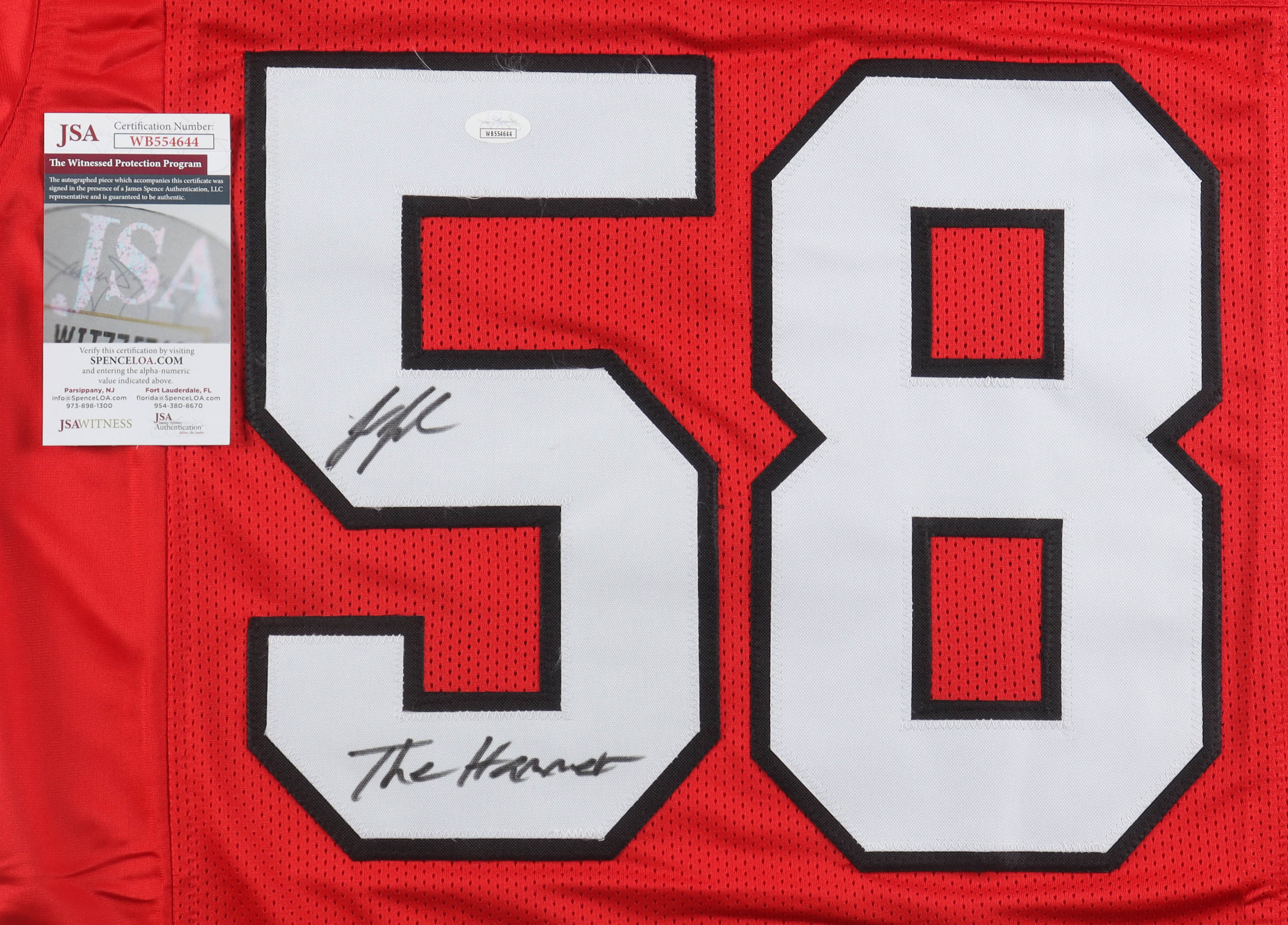 Jessie Tuggle Signed Jersey Inscribed "The Hammer" (JSA) at PristineAuction.com Jessie Tuggle Signed Jersey Inscribed "The Hammer" (JSA) at PristineAuction.com