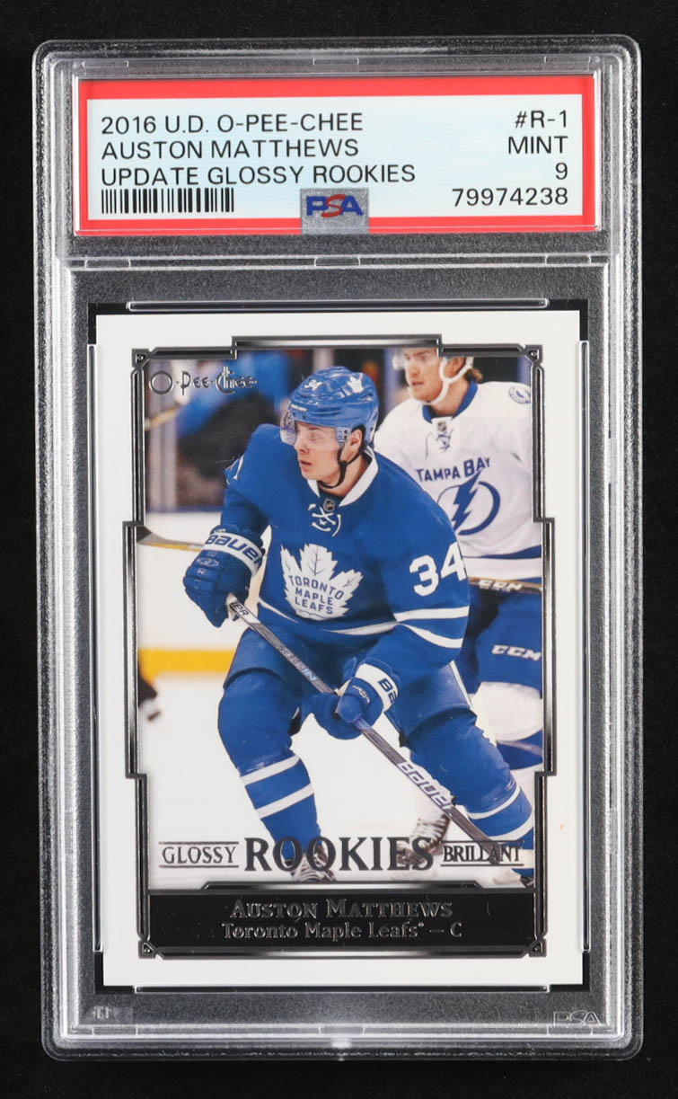 Auston Matthews 2016-17 O-Pee-Chee Glossy Rookies #R1 RC (PSA 9) at PristineAuction.com Auston Matthews 2016-17 O-Pee-Chee Glossy Rookies #R1 RC (PSA 9) at PristineAuction.com