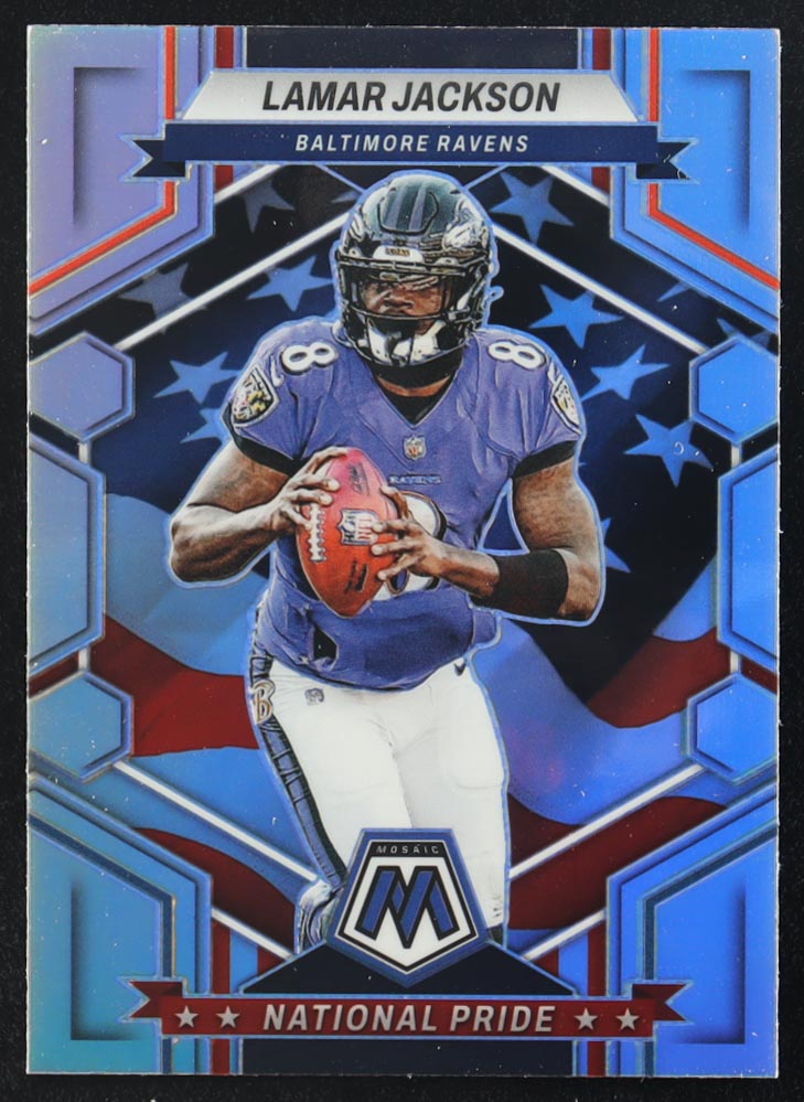 Lamar Jackson 2023 Panini Mosaic National Pride Silver Prizm #260 at PristineAuction.com Lamar Jackson 2023 Panini Mosaic National Pride Silver Prizm #260 at PristineAuction.com
