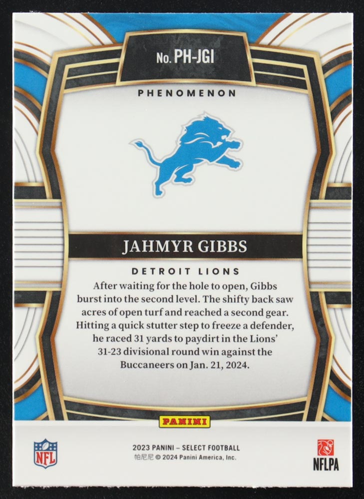 Jahmyr Gibbs 2023 Select Phenomenon #17 RC at PristineAuction.com Jahmyr Gibbs 2023 Select Phenomenon #17 RC at PristineAuction.com
