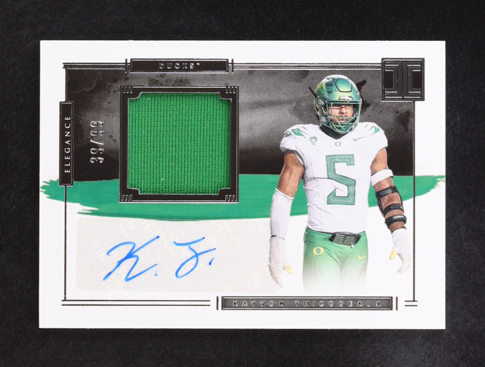 Kayvon Thibodeaux 2022 Panini Chronicles Draft Picks Impeccable Elegance Jersey Autographs #1 #39/99 RC at PristineAuction.com Kayvon Thibodeaux 2022 Panini Chronicles Draft Picks Impeccable Elegance Jersey Autographs #1 #39/99 RC at PristineAuction.com
