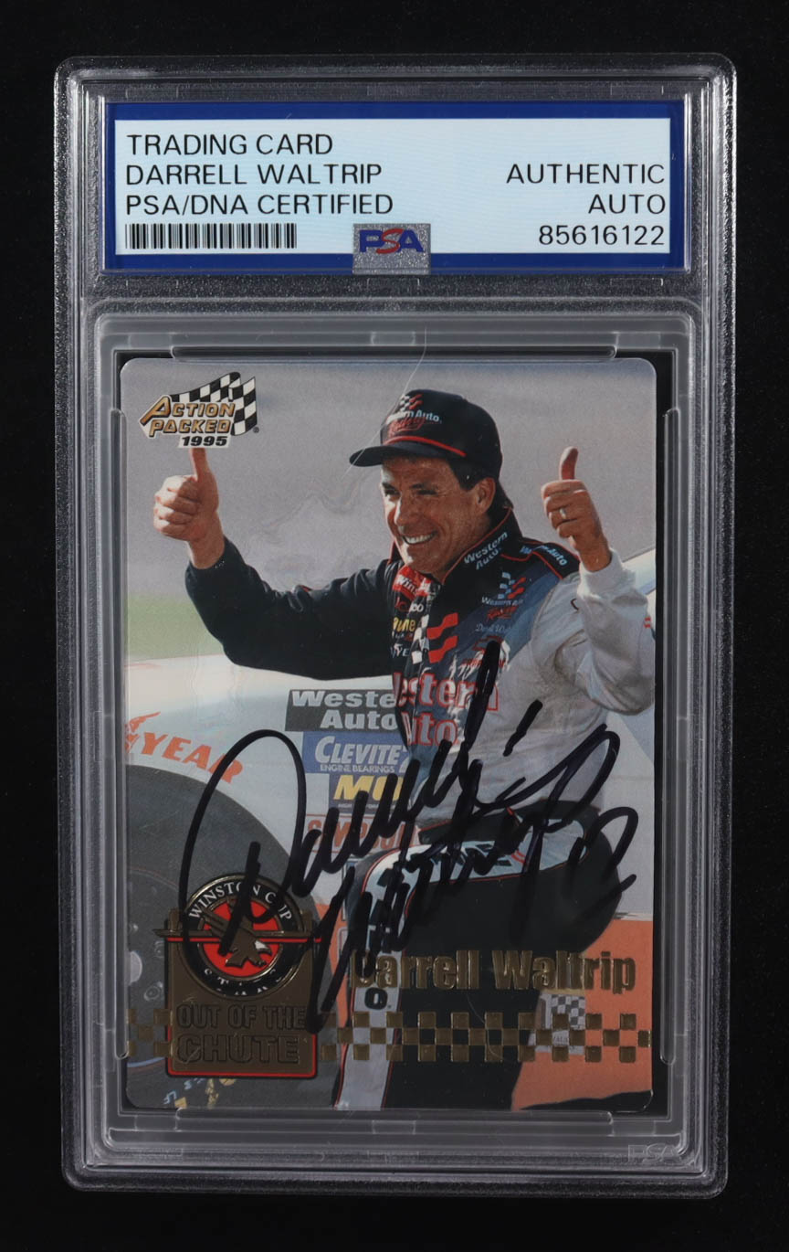 Darrell Waltrip Signed 1995 Pinnacle Action Packed Out Of The Chute #10 (PSA) at PristineAuction.com Darrell Waltrip Signed 1995 Pinnacle Action Packed Out Of The Chute #10 (PSA) at PristineAuction.com