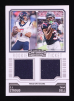 CJ Stroud / Tank Dell 2023 Panini Contenders Rookie Ticket Dual Swatches #2 RC at PristineAuction.com